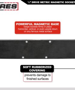ARES 70233-26-Piece 1/4-Inch Metric Magnetic Socket Organizer - Holds 13 Standard Size and 13 Deep Size Sockets - Keeps Your Tool Box Organized 1/4-Inch Drive Black (Mm) 13 71mFrCUWZGL