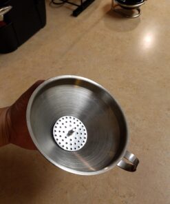 Lakatay 5-Inch Food Grade Stainless Steel Kitchen Funnel with Strainer Filter for Transferring of Liquid Dry Ingredients and Metal Cooking Funnel—Silver 1pcs-5 inch funnel 25 71mGGDjGShL