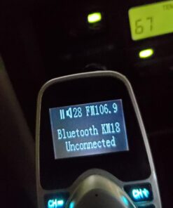 Nulaxy Bluetooth Car FM Transmitter Audio Adapter Receiver Wireless Handsfree Voltmeter Car Kit TF Card AUX 1.44 Display - KM18 Golden 42 71mGqrYMMjL