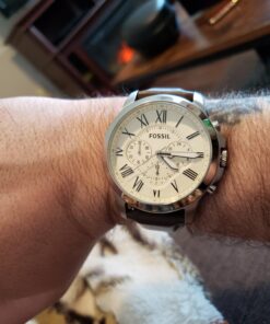 Fossil Grant Men's Watch with Chronograph Display and Genuine Leather or Stainless Steel Band Silver, Brown 39 71mGvDE58lL