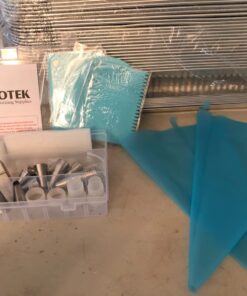 Kootek 32-Piece Piping Bags and Tips Set with 24 Icing Piping Tips, 2 Reusable Pastry Bags 12 Inch, Reusable Piping Icing Bags and Tips, Cake Decorating Kit for Frosting Cookie, Cupcake 42 71mH8j1jPWL