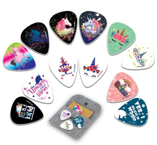 NewEights Acoustic Guitar Picks - Unicorn Plectrum Series 2 (12-Pack) - Stocking Stuffers for Girls - Birthday Party Favors Assorted Bulk Pack Thanksgiving Christmas Rewards Encouragement Gift Guitar Picks - Plectrum Series 2 (12-Pack)