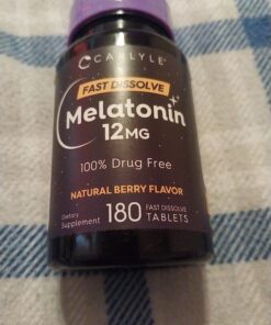 Carlyle Melatonin 12 mg Fast Dissolve 180 Tablets | Drug Free | Natural Berry Flavor | Vegetarian, Non-GMO, Gluten Free 180 Count (Pack of 1) 40 71mHmnV2coL