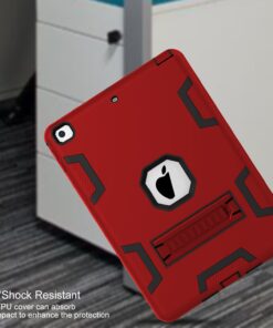 TIANLI iPad 6th Generation Cases,iPad 2018 Case,iPad 9.7 inch Case Three Layer Heavy Duty Shockproof Protective Hybrid High Impact Resistant Cover with Kickstand for iPad A1893/A1954/A1822/A1823,Red Red/Black 30 71mISlPCmdL
