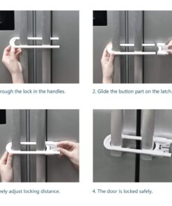 Adoric Sliding Cabinet Locks, 4-Pack U Shaped Baby Safety Locks, Childproof Cabinet Latch for Kitchen Bathroom Storage Doors, Knobs and Handles (White) 4 Count (Pack of 1) 27 71mJ0l0iVeL