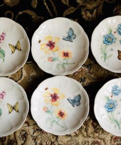 Alternative view of Lenox 817046 Butterfly Meadow 6-Piece Tidbit Plate Set, White Party Plates, Set of 6
