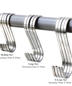 Alternative view of ESFUN 15 Pack Size Large 3.5 inch Flat S Hooks Heavy Duty Solid 304 Stainless Steel S Shaped Hanging Hooks,Metal Kitchen Pot Pan Hangers Rack Hooks L/Flat/15PCS
