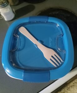Bentgo® All-in-One Salad Container - Large Salad Bowl, Bento Box Tray, Leak-Proof Sauce Container, Airtight Lid, & Fork for Healthy Adult Lunches; BPA-Free & Dishwasher/Microwave Safe (Blue) Blue 46 71mJeRHZ5L