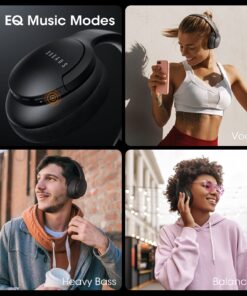 DOQAUS 𝐔𝐩𝐠𝐫𝐚𝐝𝐞𝐝 Bluetooth Headphones Over Ear, 90H Playtime Bluetooth 5.3 Wireless Headphones 3 EQ Modes, Built-in HD Mic, HiFi Stereo Sound,Deep Bass,Memory Foam Ear Cups for Phone/PC Black 29 71mLMNlKjsL