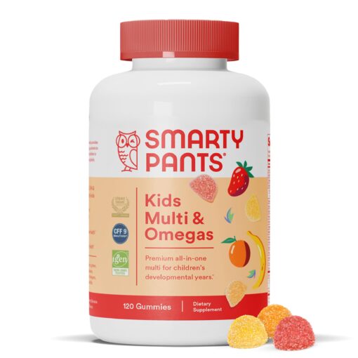 SmartyPants Kids Multivitamin Gummies: Omega 3 Fish Oil (EPA/DHA), Vitamin D3, C, Vitamin B12, B6, Vitamin A, K & Zinc for Immune Support, Gluten Free, Three Fruit Flavors, 120 Count (22 Day Supply) Kids Formula 120 Count (Pack of 1)