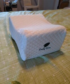 Cushy Form Knee Pillow for Side Sleepers - Standard Orthopedic Wedge Leg Pillow for Sleeping and Hip & Lower Back Pain - Contour Memory Foam Cushion for Pregnancy, Washable Cover & Travel Bag, White 52 71mOcM8gkzL 1