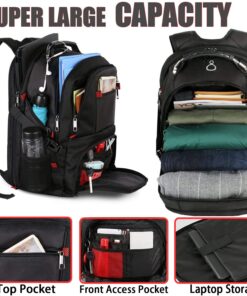 Alternative view of YOREPEK Travel Backpack, Extra Large 50L Laptop Backpacks for Men Women, Water Resistant College Backpacks Airline Approved Business Work Bag with USB Charging Port Fits 17 Inch Computer, Black