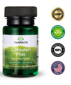 Swanson L. Reuteri Probiotic Plus with L. Rhamnosus L. Acidophilus & FOS Prebiotic Digestive Support 7 Billion CFU 30 Veggie Capsules 1 17 71mQllvkiQS