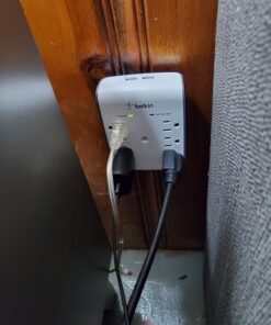 Belkin 6-Outlet Wall Surge Protector w/ 2 USB Ports - Wall Mountable w/ Premium Protection Against Surges - Safe Charge for Mobile Devices, Tablets, Small Appliances, & More - 900 Joules of Protection Wall Mount 6-Outlet with USB Power Strip 33 71mTek4 hdL 1