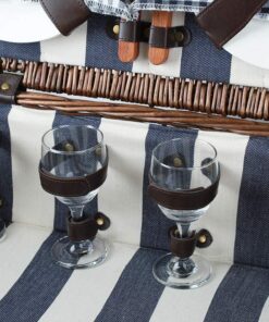 HappyPicnic Extra Large Willow Picnic Basket with Service Set for 4 Persons, Natural Wicker Picnic Hamper with Free Food Cooler, Fleece Blanket and Tableware - Best Gift Modern 16 71mUrLHtErL