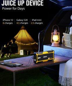 GOOLOO GP4000 Jump Starter Box 4000A Peak Car Starter (All Gas,up to 10.0L Diesel Engine) SuperSafe 12V Lithium, Auto Battery Booster Pack,Portable Power Bank with USB Quick Charge and Type C Port Yellow 33 71mVKQB8OmL