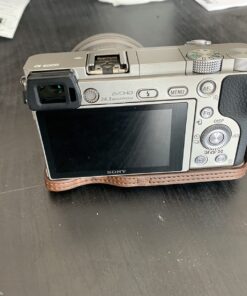 MegaGear "Ever Ready" Leather Camera Case – Easy to Install, Tripod and Peripheral Friendly Accessory – Compatible with Sony Alpha A6000, A6300 (Dark Brown) Dark Brown 33 71mVpJ Wm L