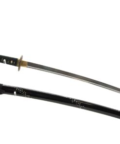 Alternative view of Handmade Sword - Samurai Katana Sword, Battle Ready, Hand Forged, 1045 Carbon Steel, Heat Tempered, Full Tang, Sharp, Wooden Scabbard Black, Mother of Pearl Crane