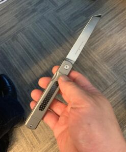 TACTICAL GEARZ Japanese Style Higonokami Front Flipper! Solid Titanium Handle! D2 Steel Tanto Blade. Includes Sheath! (Tatsu Higonokam) Tatsu Higonokam 17 71mWN9R9hwL