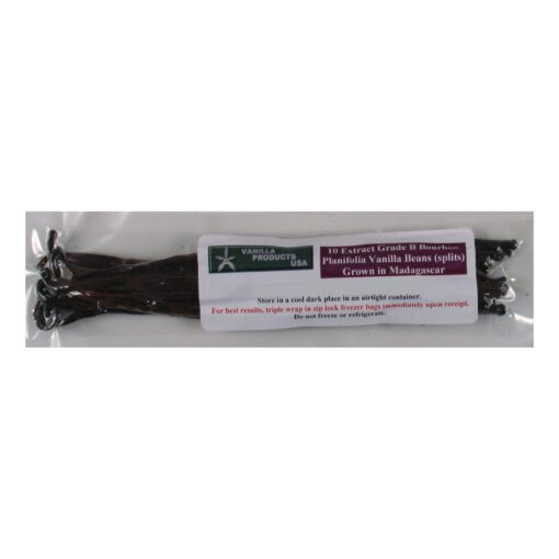 10 Split Extract Grade B Madagascar Bourbon Vanilla Beans 13~15 cm (5~6") by Vanilla Products USA