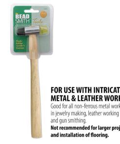 The Beadsmith Plastic-Rubber Jewelers Hammer - 9.5 Inches Wooden Handle - 61mm, 3oz head, 17mm Faces - Use to Flatten and Shape Sheet Metal and Wire with No Risk of Marring 11 71mY4acP2pS
