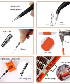 GANGZHIBAO 90pcs Electronics Repair Tool Kit Professional, Precision Screwdriver Set Magnetic for Fix Open Pry Cell Phone, Apple iPhone, Computer, PC, Laptop, Tablet, iPad, Mac book with Portable Bag 29 71mYFZYGjOL