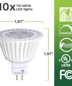 Bioluz LED 10 Pack MR16 LED 50W Halogen Equivalent Dimmable 7w 3000K 12v AC/DC UL Listed 28 71mZKqMhmRL
