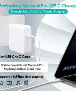 Tearplex Mac Book Pro Charger - 96W USB C Charger Fast Charger for USB C Port MacBook pro & MacBook Air, ipad Pro, Samsung Galaxy and All USB C Device, 6.6 ft USB C to USB C Cable Included White-96W 26 71maBsuVFnL