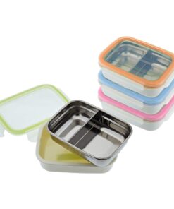 Innobaby Keepin' Fresh Stainless Steel Divided Bento Snack Box with Lid for Kids and Toddlers BPA Free, 11 oz., Blue 21 71matH3tOKL