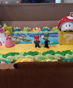 Mario Brothers 23 Piece Birthday Cake Topper Set Featuring Mario Castle, Bomb, Mario Coins, 6 Mario Figures Including Mario, Luigi, Princess Peach, Toad, Yoshi, Donkey Kong, and 12 Mario 1" 23 71mbcqg2dKL
