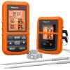 ThermoPro TP20 500FT Wireless Meat Thermometer with Dual Meat Probe, Digital Cooking Food Meat Thermometer Wireless for Smoker BBQ Grill Thermometer Orange 46 71mc SsgXrL