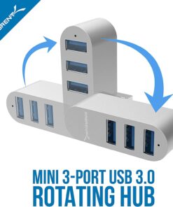 Alternative view of SABRENT Premium 3 Port Aluminum Mini USB 3.0 Hub [90°/180° Degree Rotatable] (HB-R3MC) Silver