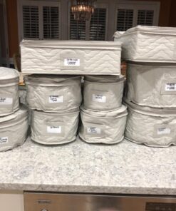 Sorbus China Storage Containers - 5 Pc Quilted Set for Moving & Transporting Dinnerware, Dishes, Round Plates, Glassware, Cups & Mugs with Felt Plate Protectors - Fine China Glass, Plate Storage Cases Beige 5 Piece Quilted China Storage 20 71mcK78cpBL