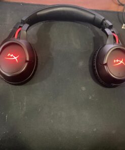 HyperX Cloud Flight - Wireless Gaming Headset, Long Lasting Battery up to 30 Hours, Detachable Noise Cancelling Microphone, Red LED Light, Comfortable Memory Foam, Works with PC, PS4 & PS5 Black, Red 39 71meB5VPQCL