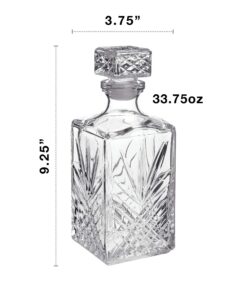 Alternative view of Bormioli Rocco Selecta Collection Whiskey Decanter – Sophisticated 33.75oz Diamond Decanter With Starburst Detailing – For Whiskey, Bourbon, Scotch & Liquor