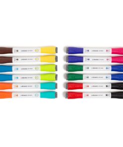 U Brands Magnetic Double-Ended Dry Erase Markers with Erasers, Bullet Tip, Low Odor, Assorted Colors, 12 Count 12 Count (Pack of 1)