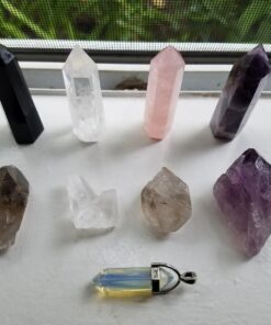 Healing Crystal Wands,2" Amethyst Crystal, Rose Quartz,Clear Quartz and Black Obsidian£¬6 Faceted Reiki Chakra Stones 4 pcs Pink,clear Quartz,black Obsidian,amethyst 2" Tall 71 71mh5BdlIfL