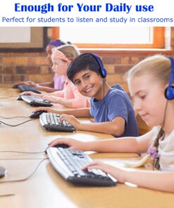 Hongzan Wholesale Bulk Headphones 25 Pack for School Classroom Lightweight On-Ear Wired Headsets with 3.5mm Plug Class Set for Kids Students Children and Adult(Blue) Blue 11 71mhhbCaOxL