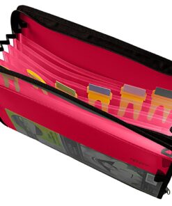 Five Star 7 Pocket Expanding File Organizer, Plastic Expandable File Folders with Customizable Tabs & Clear Cover, Holds 11" x 8-1/2", Zipper Closure, Fire Red (72705) 15 71miECCG53L