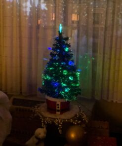 HOLIDAY PEAK 3’ Musical Spinning Fiber Optic Christmas Tree, Pre-Lit and Fully Decorated Revolving Tree 22 71miRd 23L