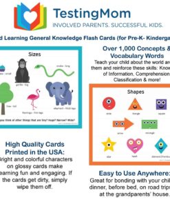 TestingMom.com Gifted Learning Flash Cards for Kids - General Knowledge Flashcards for Pre K to Kindergarten - G&T Educational Practice Test: CogAT, Iowa, OLSAT, NYC Gifted & Talented, WPPSI, AABL 14 71mjE2IslL