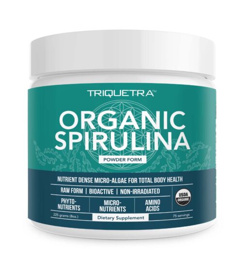 Organic Spirulina Powder - Made with Parry® Spirulina. The Best Spirulina in The World, Highest Nutrient Density - Non-Irradiated, 4 Organic Certifications, Vegan Farming Process (75 Servings - 8 oz.) 8 Ounce (Pack of 1)