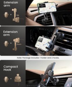 Alternative view of LISEN Phone Holder for Car [Enjoy Never Blocking] Universal Cell Phone Holder Car [Easily Install] Car Phone Holder Mount for Car [2 Mounting Options] Compatible for iPhone Samsung All Smartphone Enjoy Never Blocking