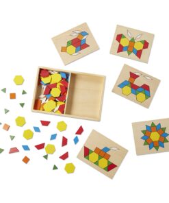 Melissa & Doug Pattern Blocks and Boards - Wooden Classic Toy With 120 Solid Wood Shapes and 5 Double-Sided Panels, Multi-colored - STEAM Animals, Tangrams Puzzle For Kids Ages 3+ Standard 37 71mk7XPbYjL