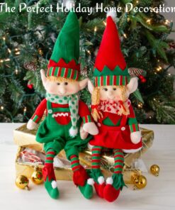 Alternative view of Elf Plush Christmas Stuffed Dolls, Set of 2 - 18" Boy and Girl Elves Holiday Cute Plush Shelf Toys - Fun Kids Buddy Figurine Decorations, Christmas Winter Holiday Party Festive Decor and Gift Exchange