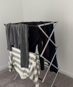 Amazon Basics Foldable Laundry Rack for Air Drying Clothing, 41.8" x 29.5" x 14.5" (L x W x H), Chrome Silver 27 71mmEfb8LTL