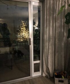 Ideal Pet Products Aluminum Pet Patio Door, Adjustable Height 77-5/8" to 80-3/8", 7" x 11-1/4" Flap Size, White 20 71mmF phMgL