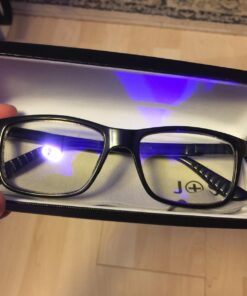 J+S Vision Blue Light Blocking Glasses | Computer Gaming/Working Glasses for Women Men | Anti Eyestrain Fatigue UV Glare Haka - Classic Rectangular Frame Haka - Black Frame - Low Color Distortion Lens 36 71mnLc1RefL