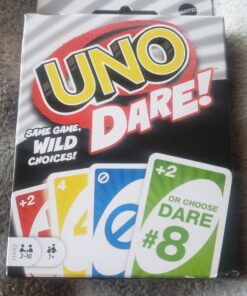 Mattel Games UNO Dare Card Game for Family Night Featuring Challenging and Silly Dares from 3 Different Categories 30 71mohgMs0RL
