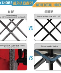 ALPHA CAMP Oversized Camping Chairs Padded Moon Round Chair Saucer Recliner with Folding Cup Holder and Carry Bag Red 28 71mojCSPUuL